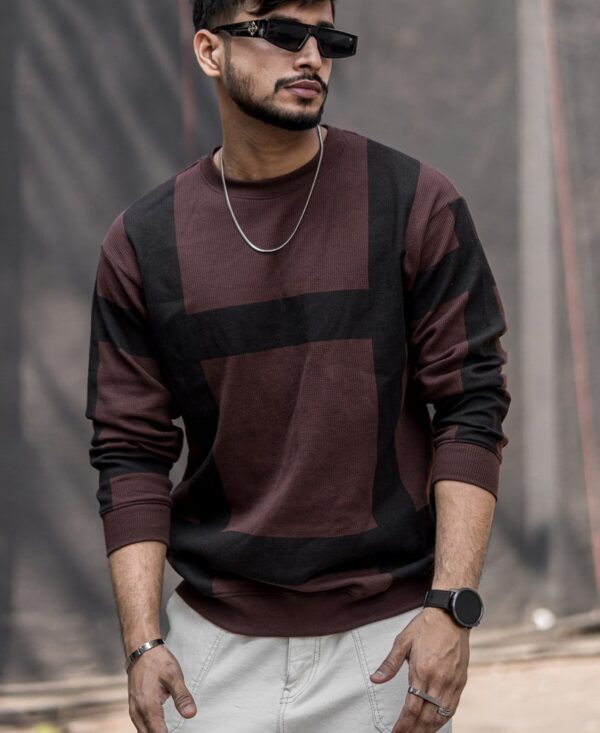 Brown Stripe Oversize Drop Shoulder T Shirt For Men