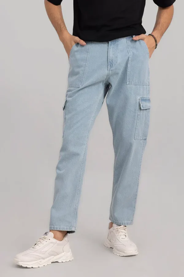 Ice Blue Baggy Fit Jeans For Mens