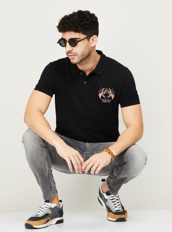Graphic Printed Regular Fit Polo T-Shirt For Men
